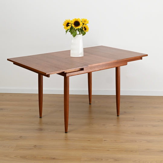 Mid Century Teak Square Extendable Dining Table