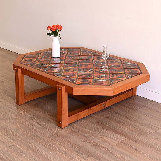 Retro 1970s Glazed Tiled Coffee Table
