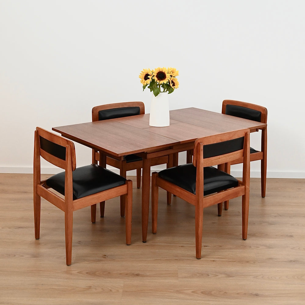 Mid Century Teak Square Extendable Dining Table