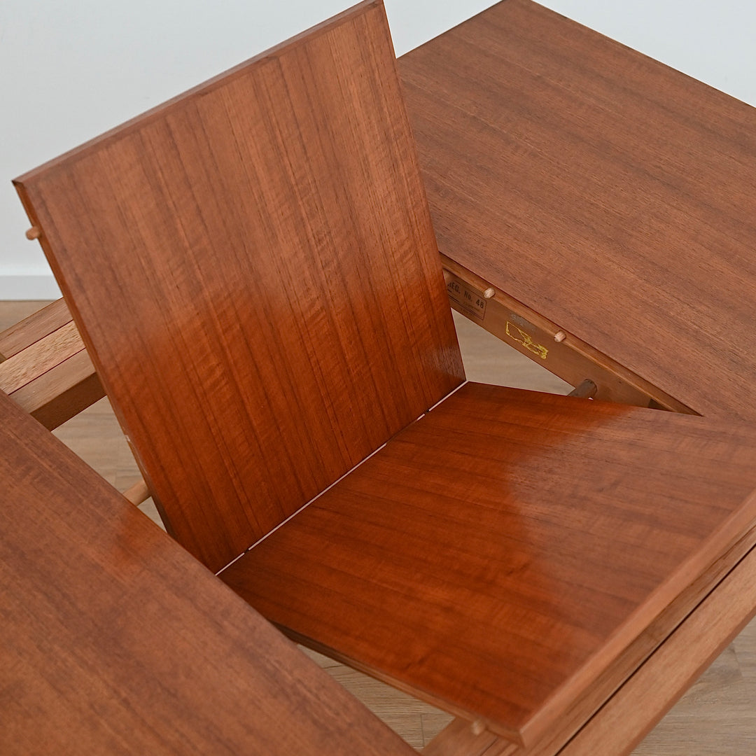 Mid Century Teak Square Extendable Dining Table