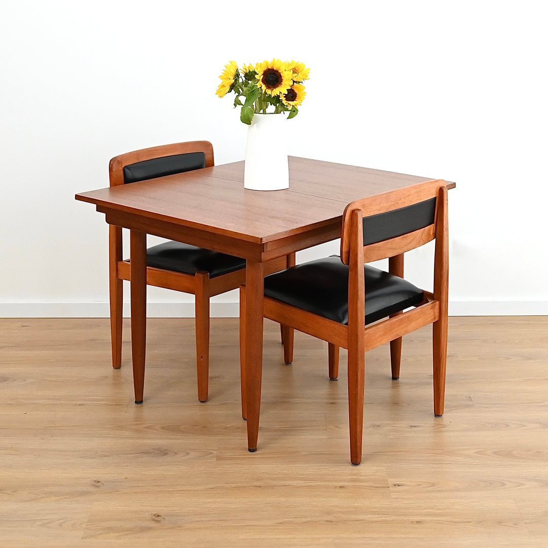 Mid Century Teak Square Extendable Dining Table