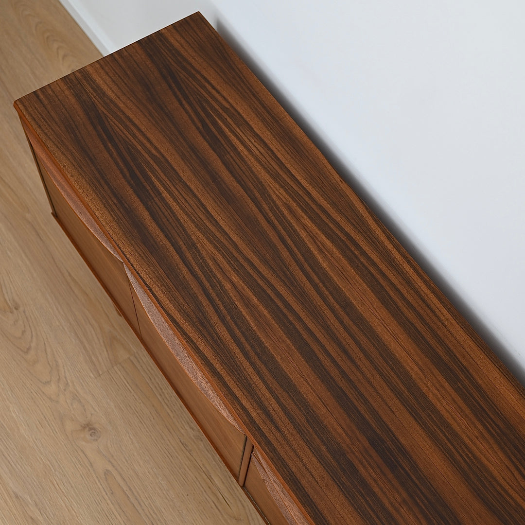 Mid Century Zebrano and Walnut Sideboard by Morris of Glasgow - Refinished