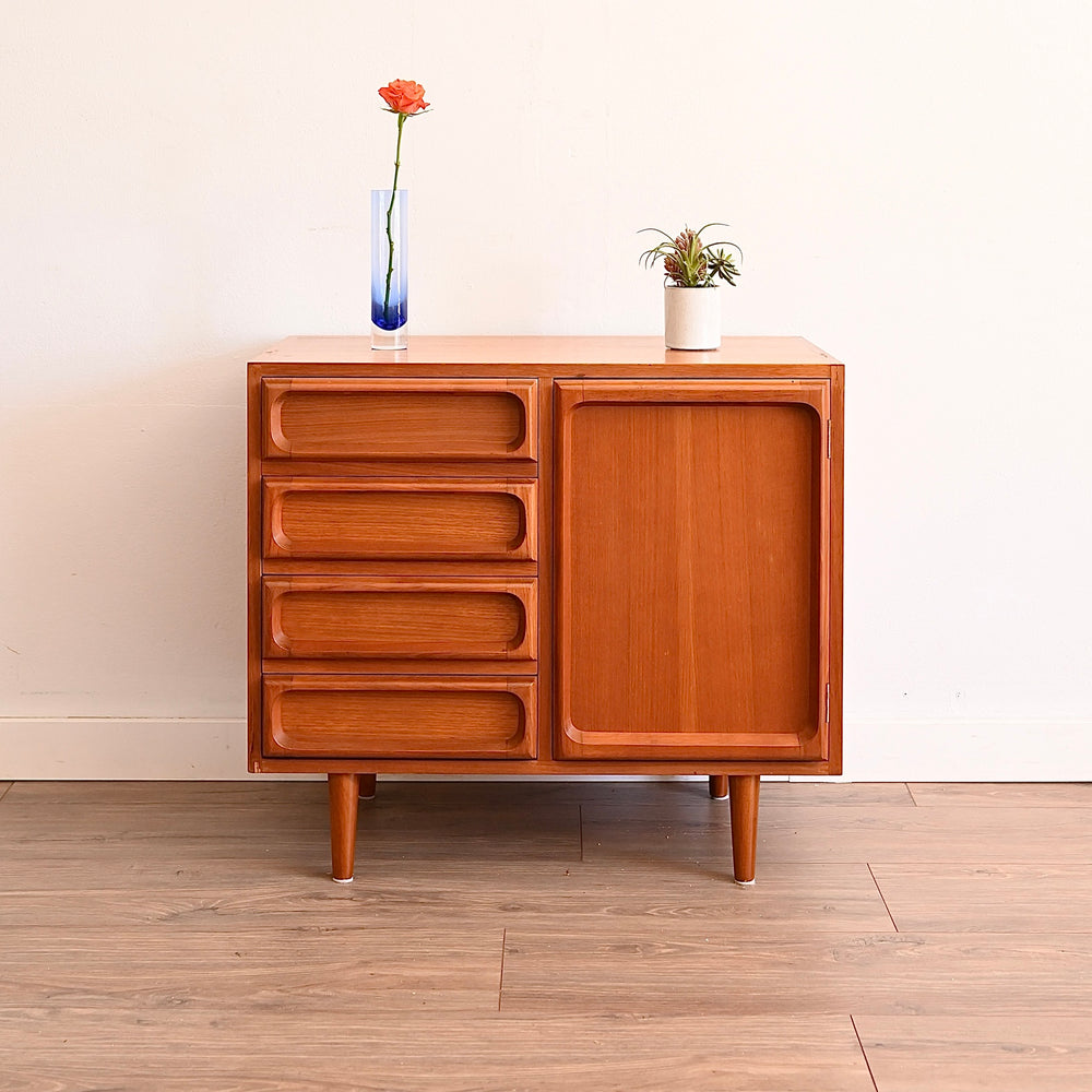 Mid Century Teak Sideboard LP Record Cabinet with Drawers by Chiswell