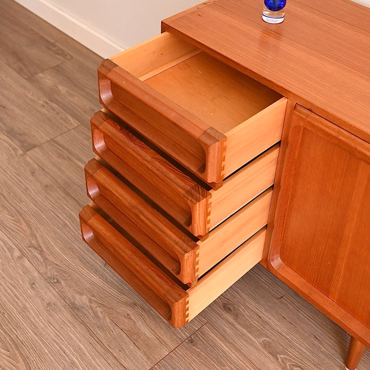 Mid Century Teak Sideboard LP Record Cabinet with Drawers by Chiswell