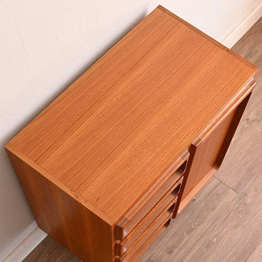 Mid Century Teak Sideboard LP Record Cabinet with Drawers by Chiswell