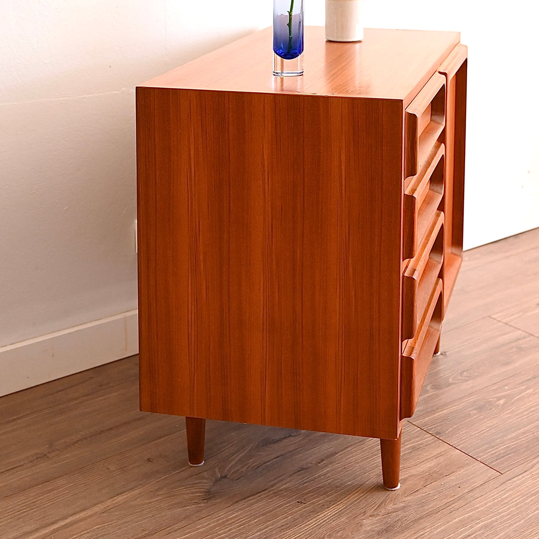 Mid Century Teak Sideboard LP Record Cabinet with Drawers by Chiswell