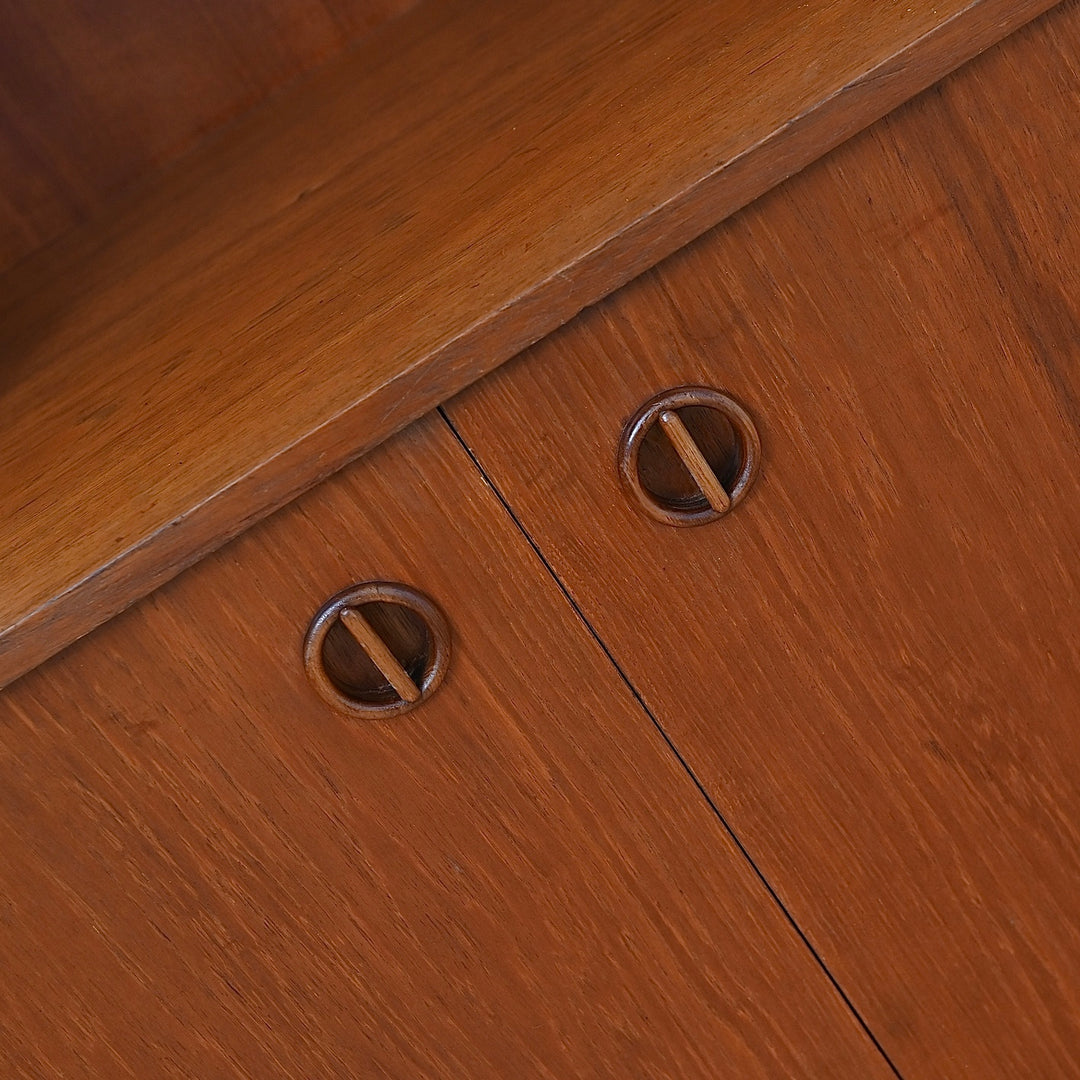 Parker Nordic Teak Cats Eye Sideboard Buffet Credenza Bookshelf
