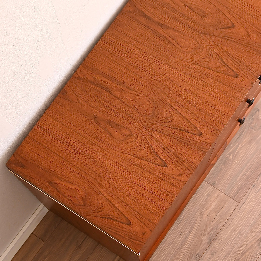Mid Century Teak Sideboard Chest Trunk Drawers on Wheels