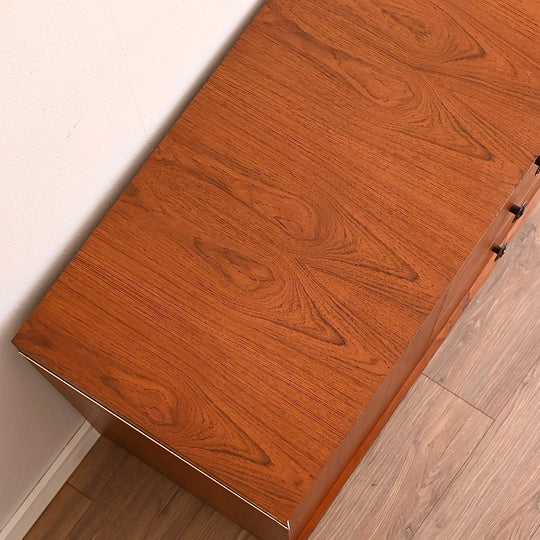 Mid Century Teak Sideboard Chest Trunk Drawers on Wheels