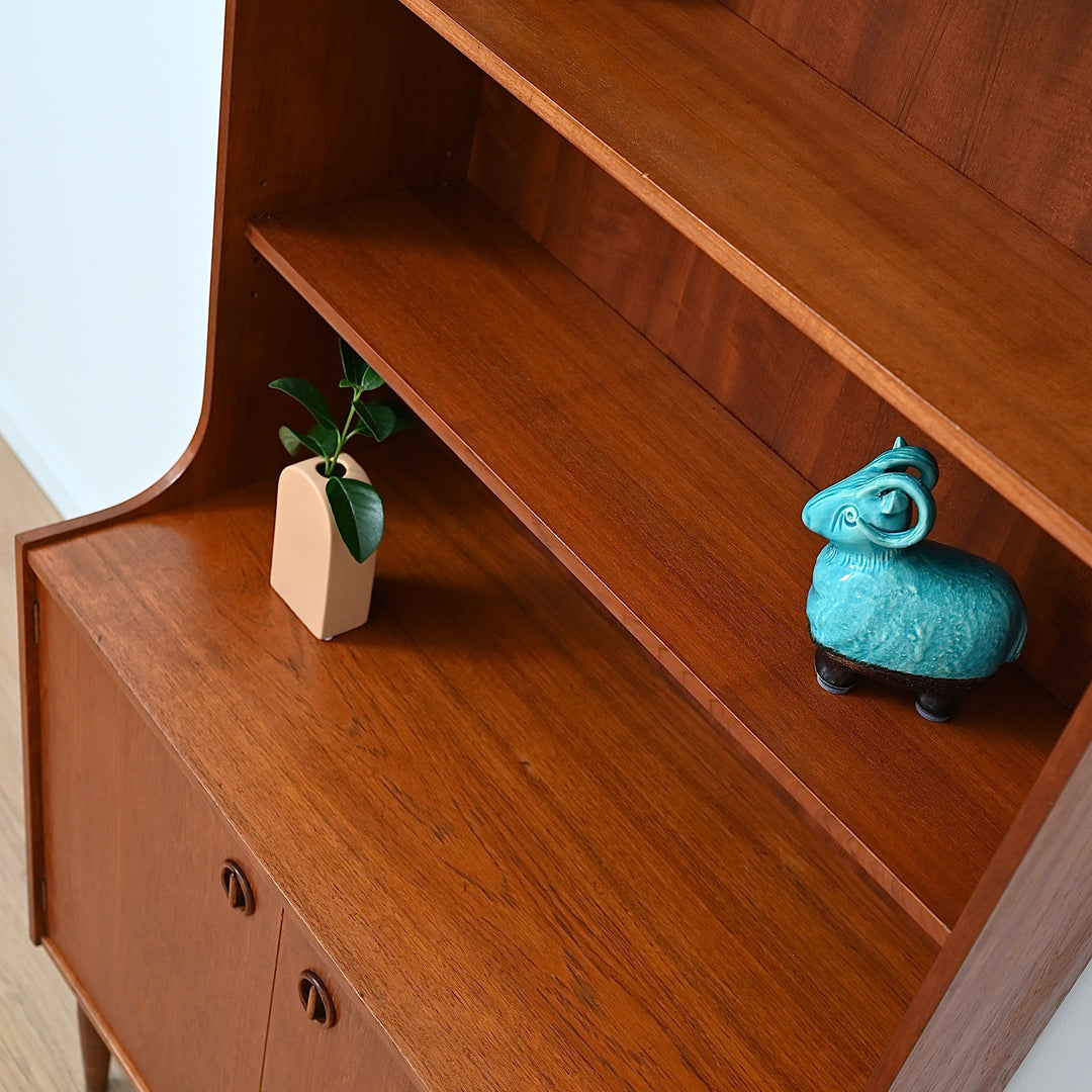 Parker Nordic Teak Cats Eye Sideboard Buffet Credenza Bookshelf
