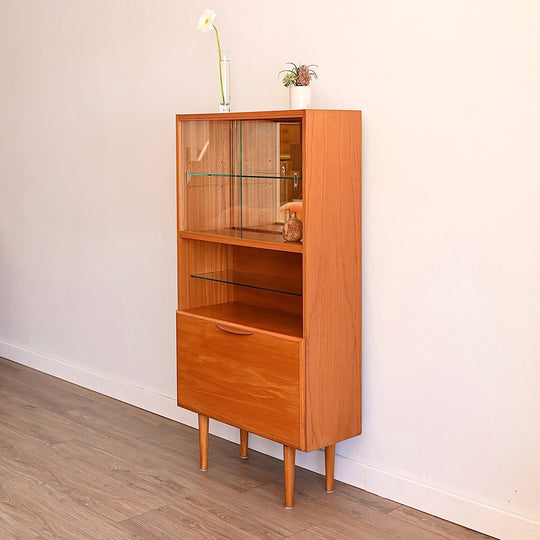 Mid Century Teak Bookshelf Display Cabinet by Cressy