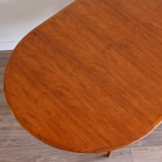 Mid Century Teak Round Extendable Dining Table by Fler