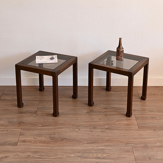 Mid Century Walnut Side Table Pair by Chiswell