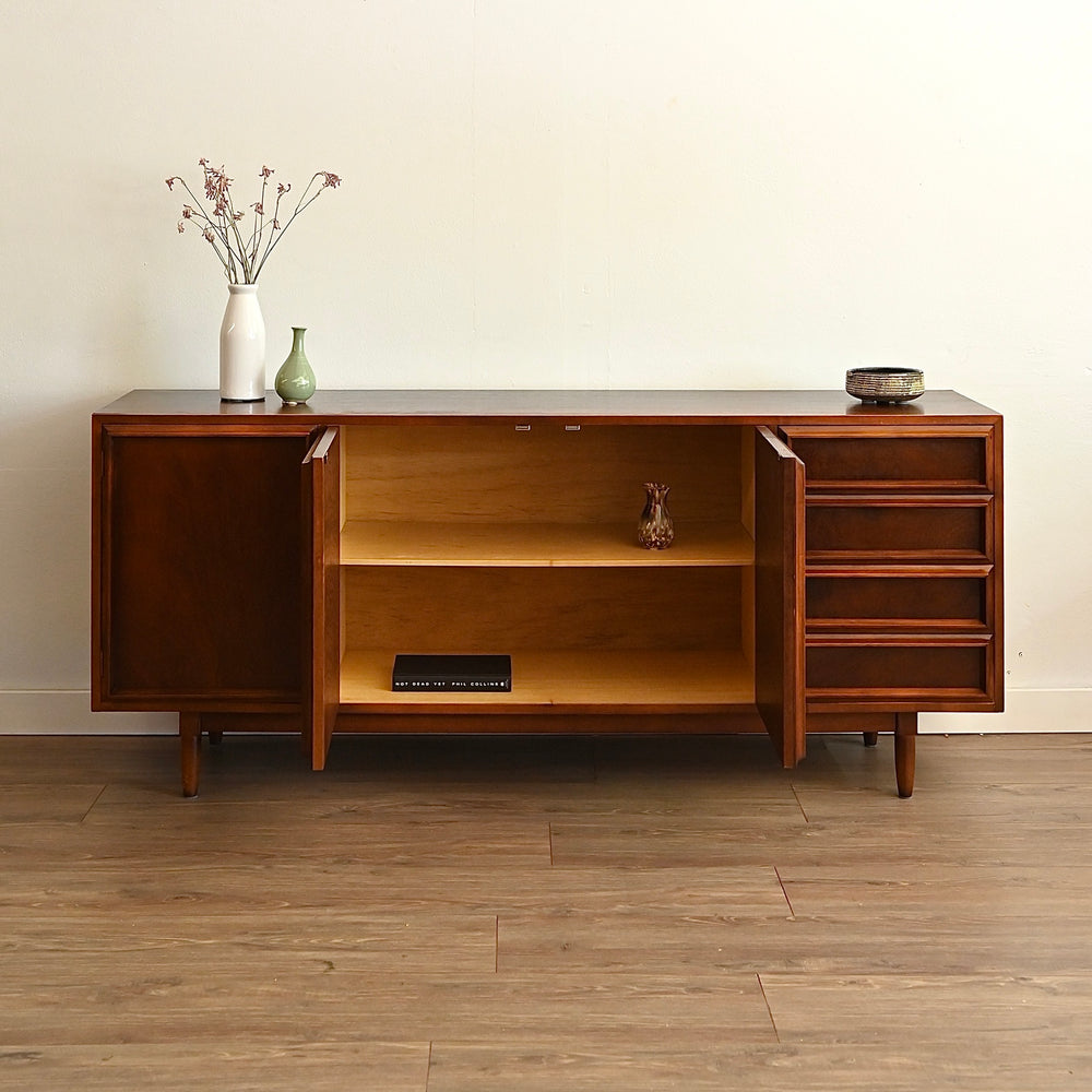 Mid Century Walnut Sideboard LP Record Cabinet