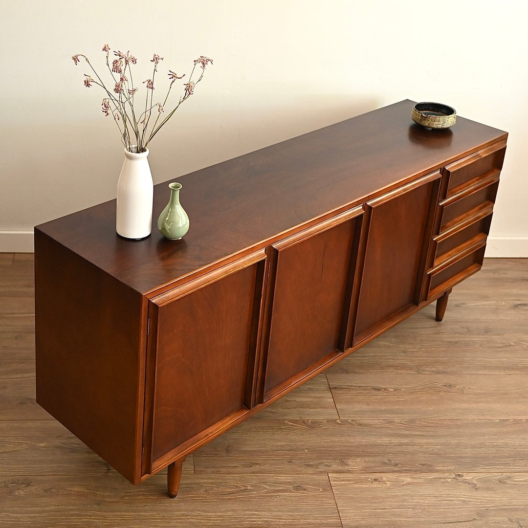 Mid Century Walnut Sideboard LP Record Cabinet