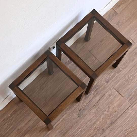 Mid Century Walnut Side Table Pair by Chiswell