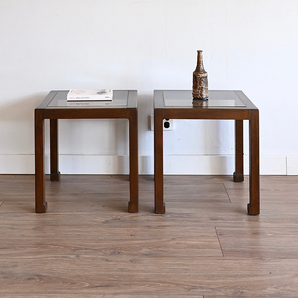 Mid Century Walnut Side Table Pair by Chiswell