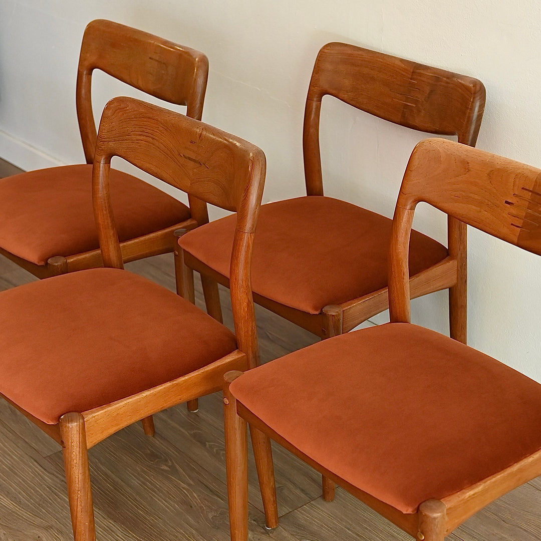 4x Mid Century Teak Dining Chairs by D Scan