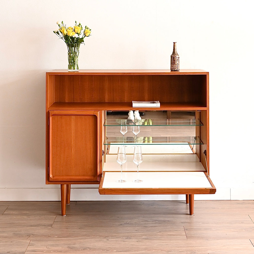 Mid Century Teak Sideboard Buffet Bar Cabinet by Chiswell