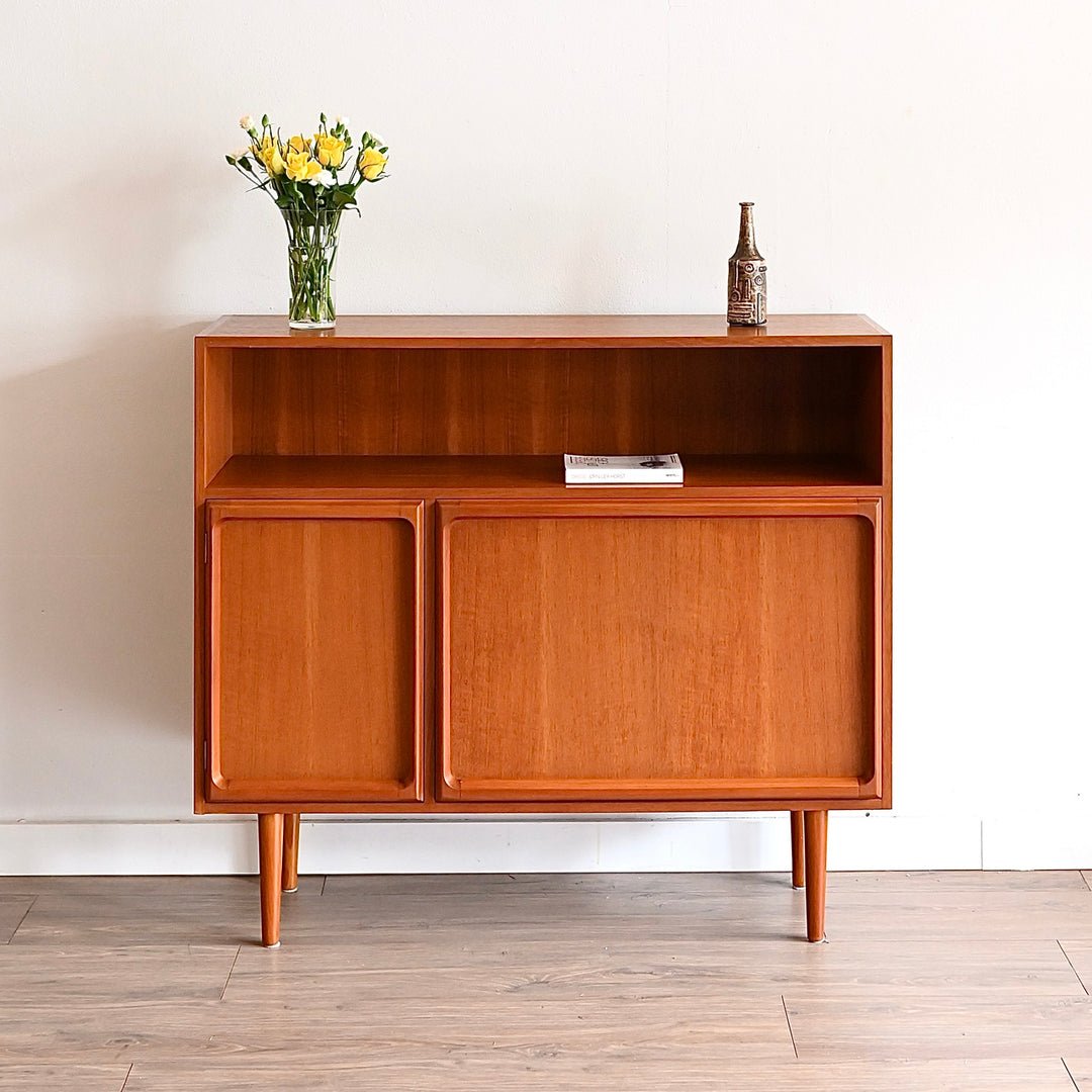 Mid Century Teak Sideboard Buffet Bar Cabinet by Chiswell