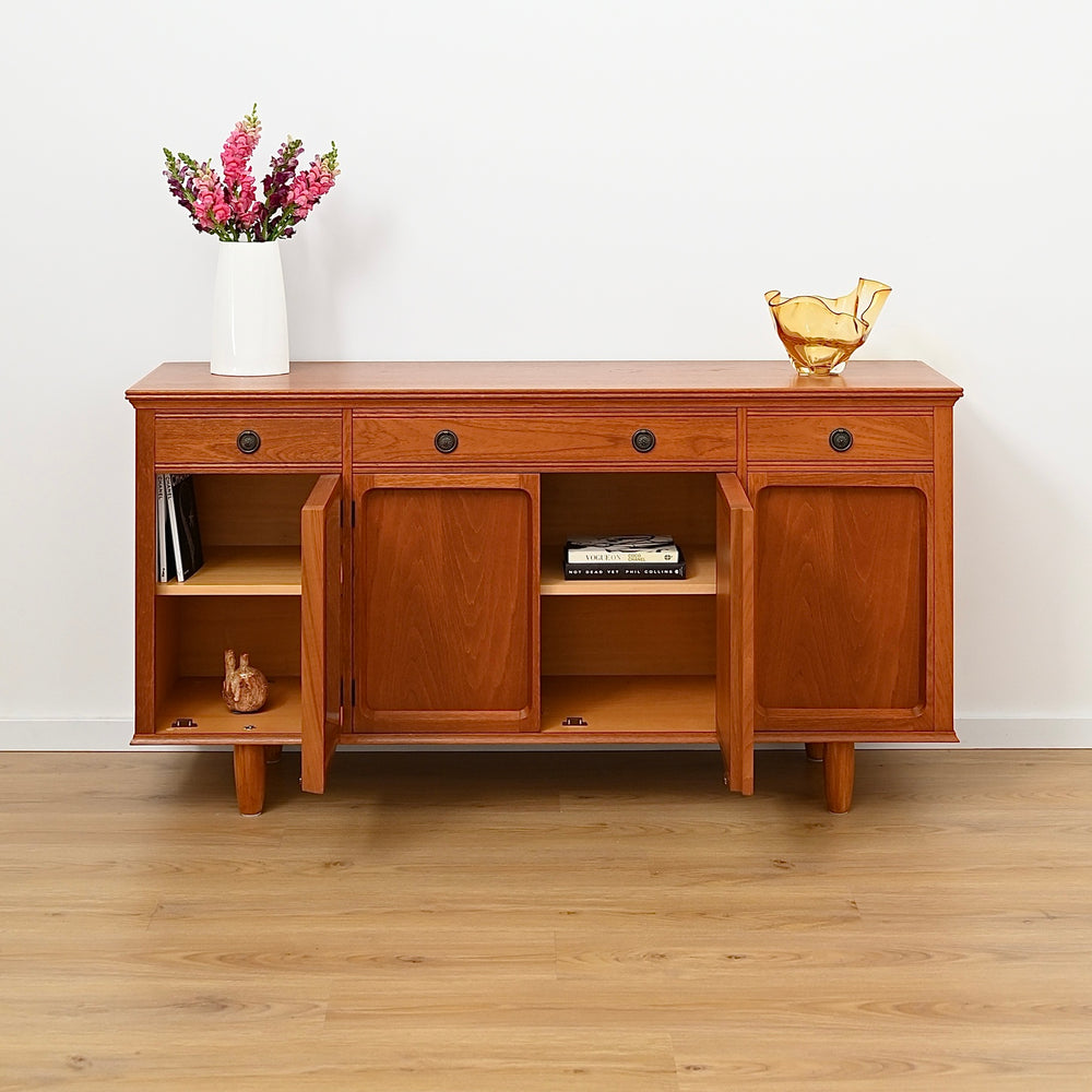Mid Century Teak Sideboard Buffet LP Record Cabinet by Chiswell