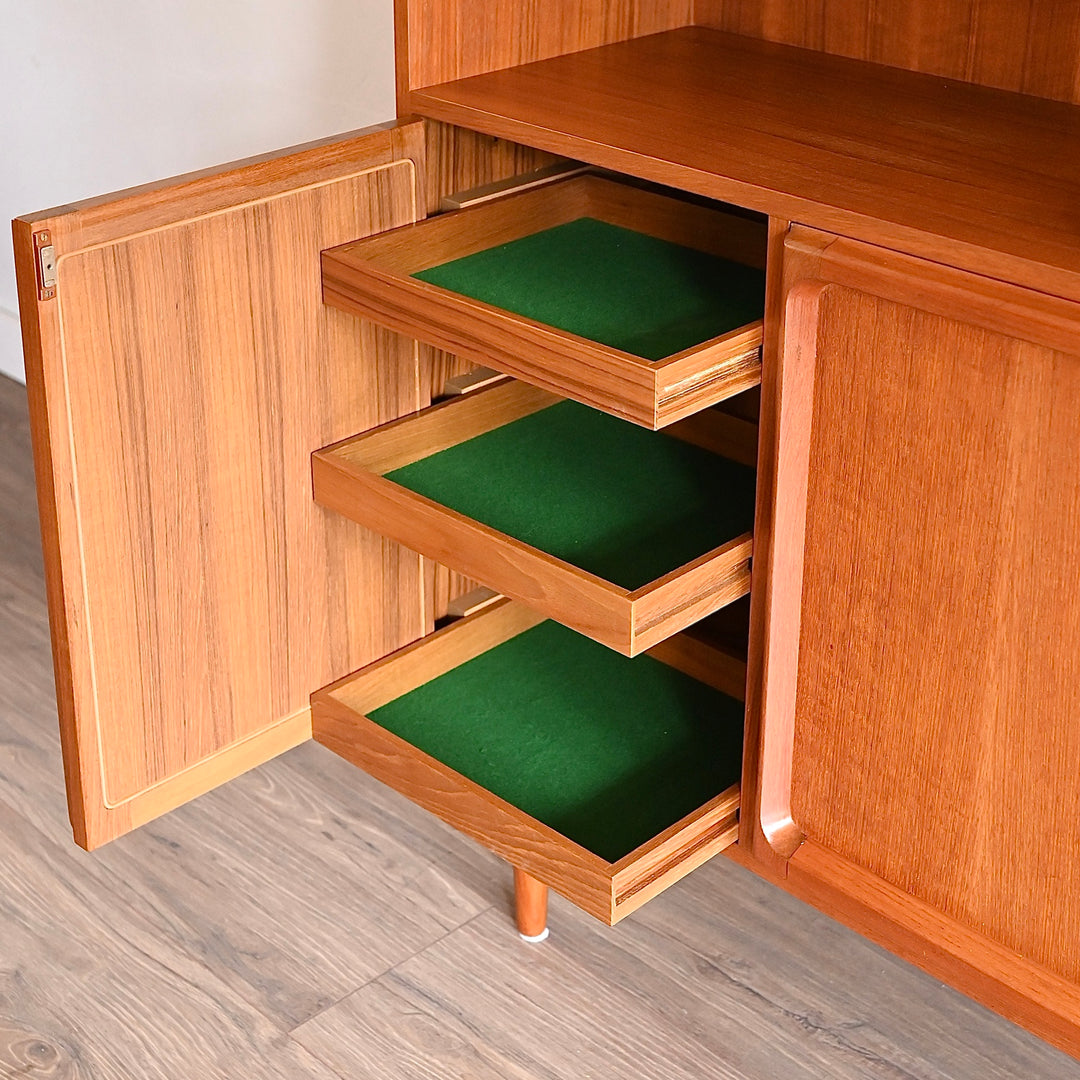 Mid Century Teak Sideboard Buffet Bar Cabinet by Chiswell