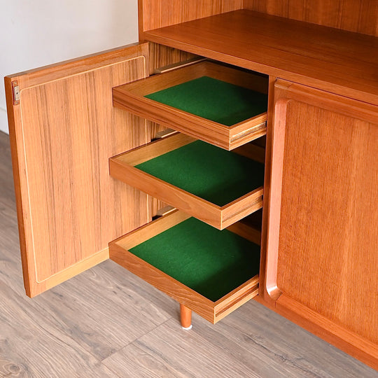 Mid Century Teak Sideboard Buffet Bar Cabinet by Chiswell