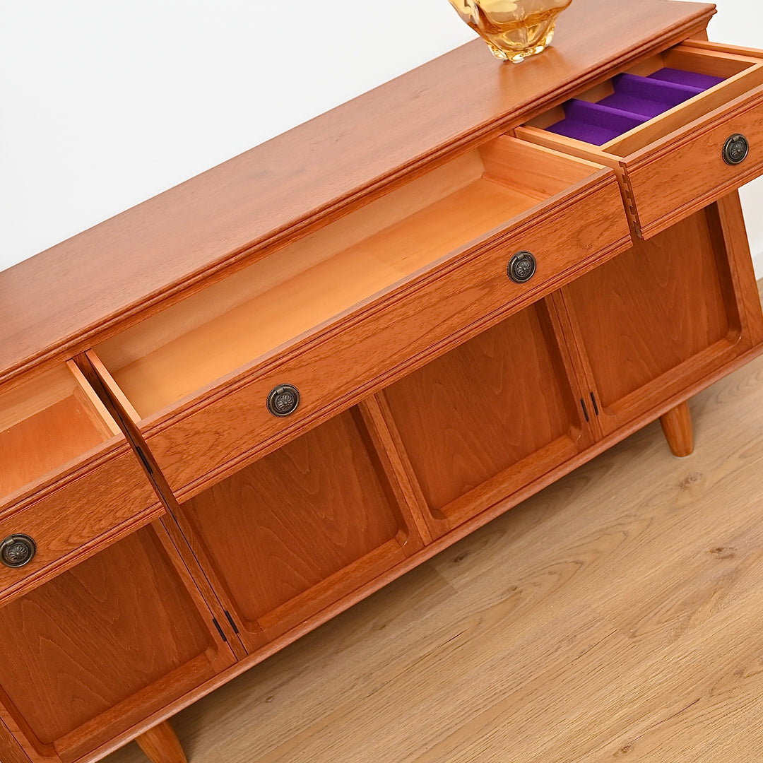 Mid Century Teak Sideboard Buffet LP Record Cabinet by Chiswell