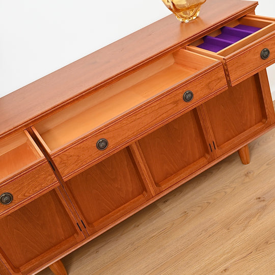 Mid Century Teak Sideboard Buffet LP Record Cabinet by Chiswell