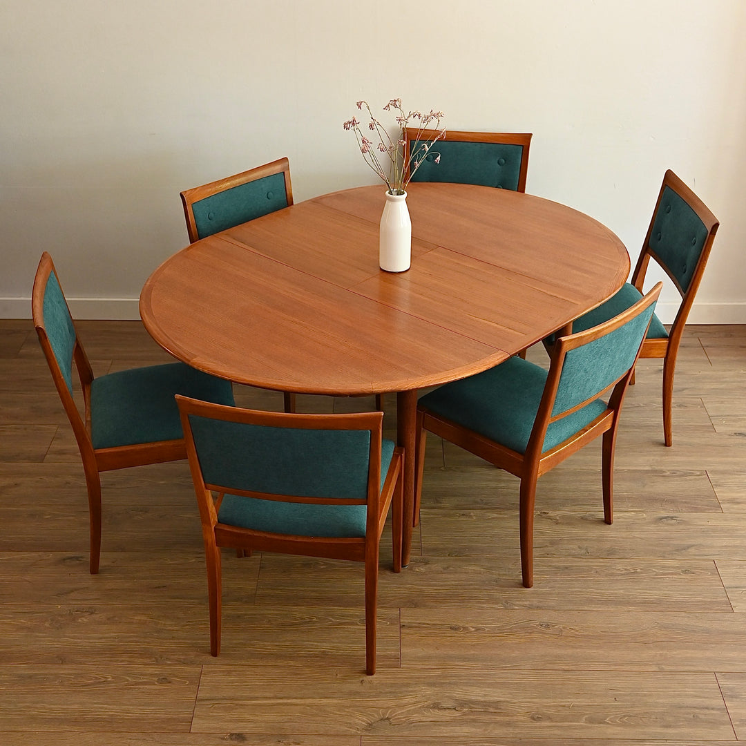Danish Mid Century Modern Round Dining Table Extendable Mid