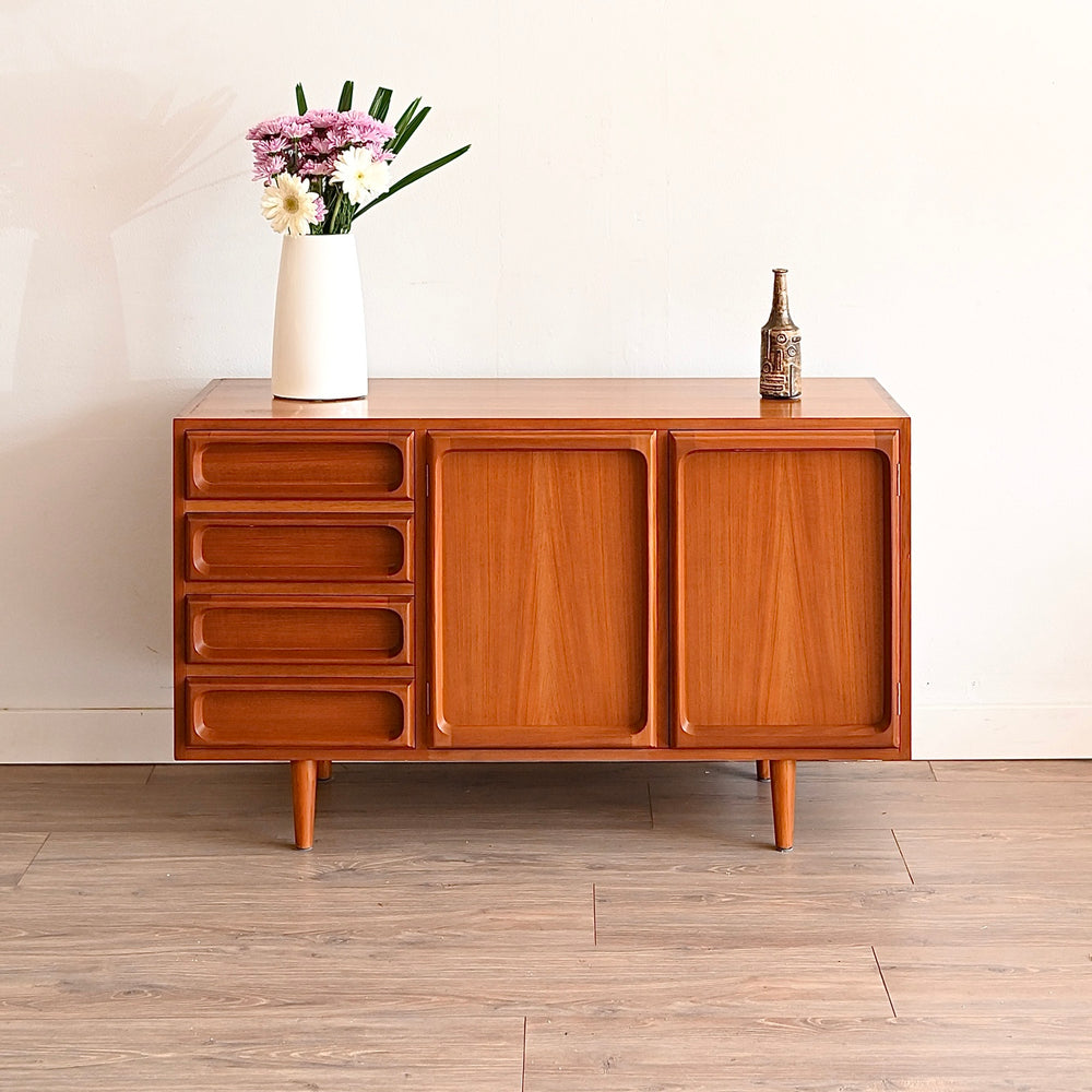 Mid Century Teak Sideboard LP Record Cabinet with Drawers by Chiswell