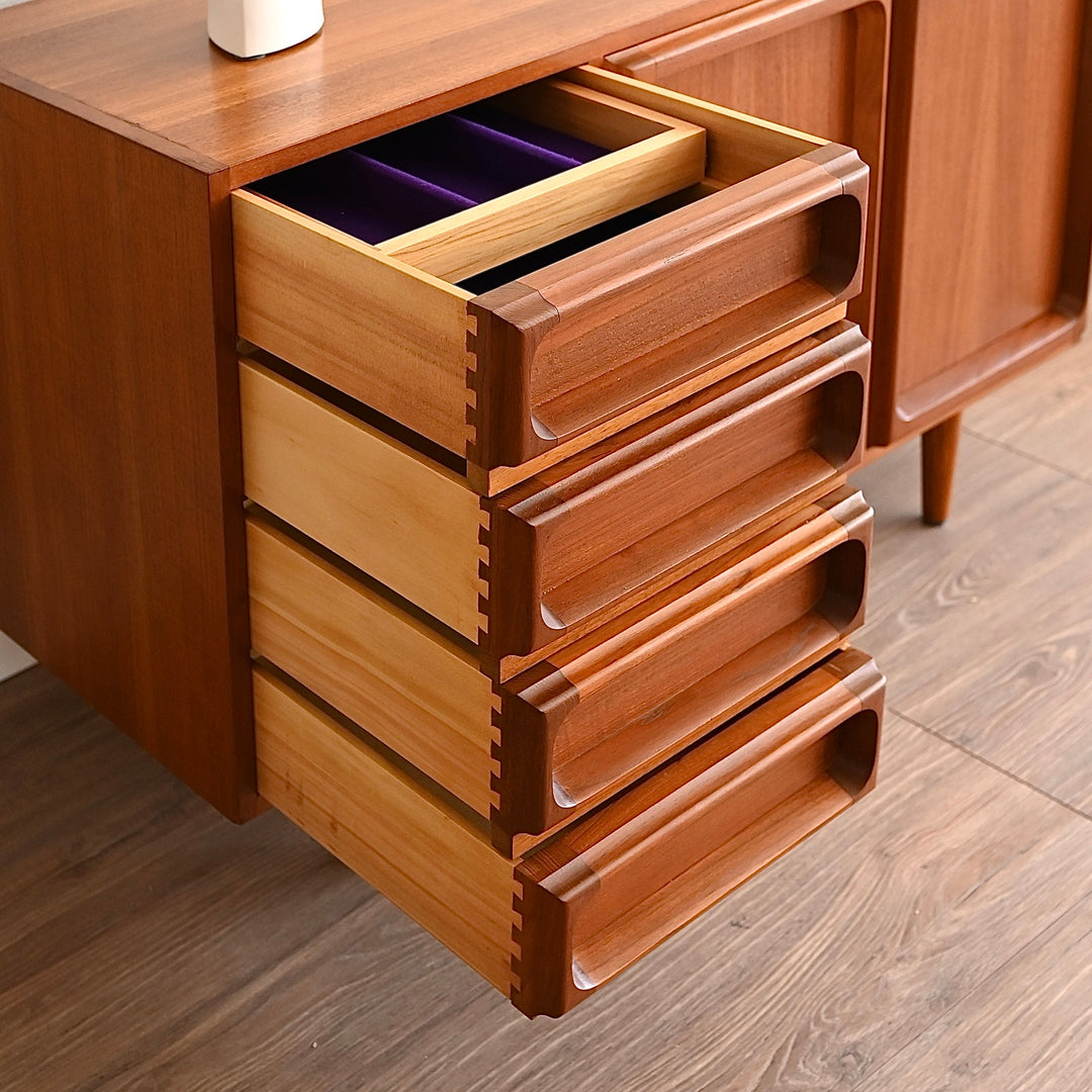 Mid Century Teak Sideboard LP Record Cabinet with Drawers by Chiswell