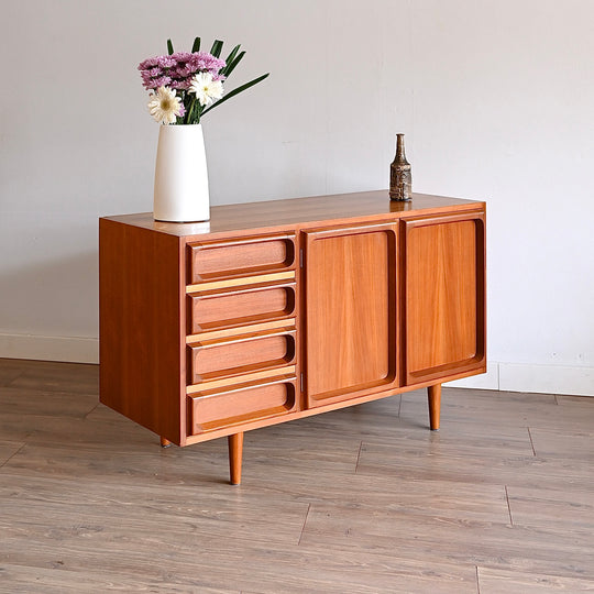 Mid Century Teak Sideboard LP Record Cabinet with Drawers by Chiswell