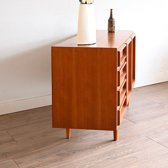 Mid Century Teak Sideboard LP Record Cabinet with Drawers by Chiswell