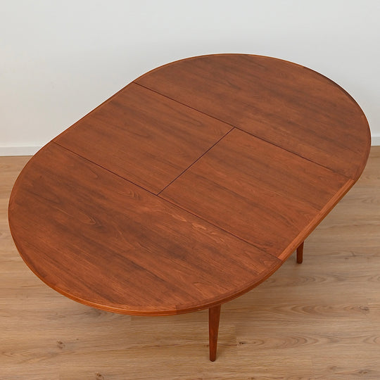Mid Century Round Parker Teak Dining Table with Butterfly Extension