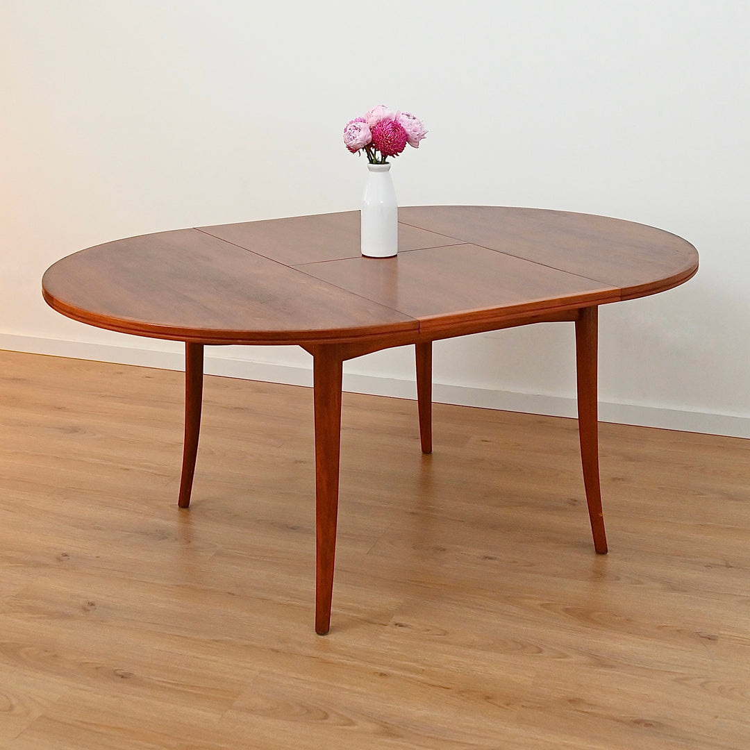 Mid Century Round Parker Teak Dining Table with Butterfly Extension