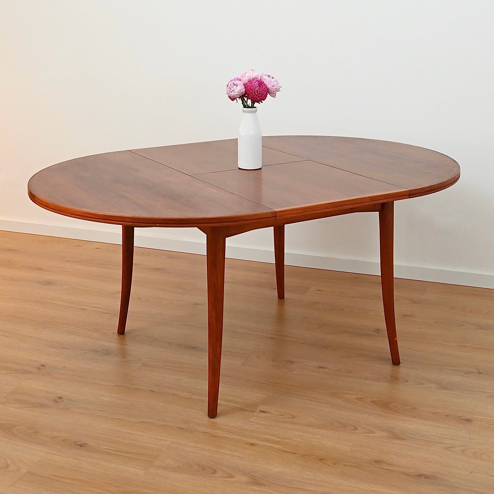 Mid Century Round Parker Teak Dining Table with Butterfly Extension