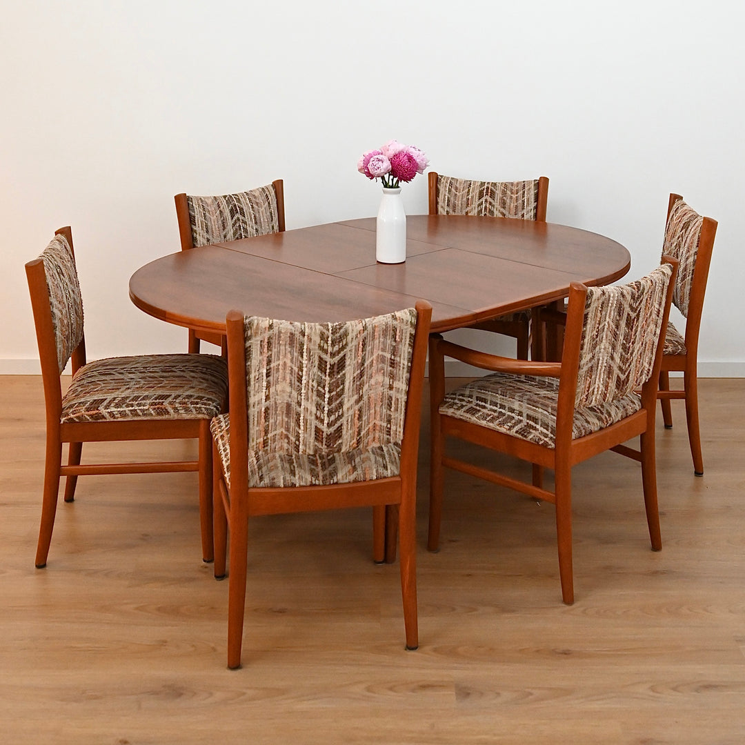 Mid Century Round Parker Teak Dining Table with Butterfly Extension