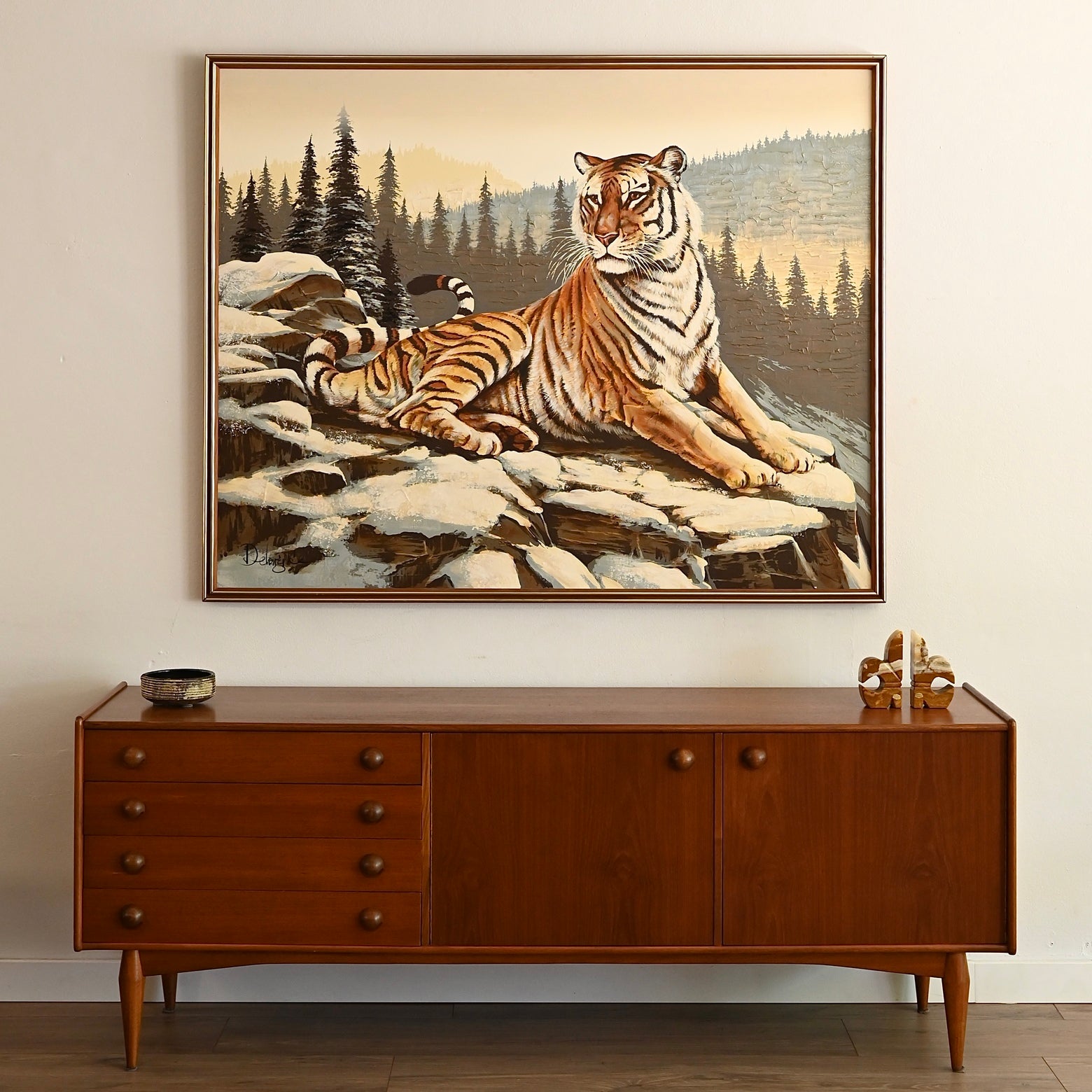 Huge Retro Tiger Artwork Signed 1986