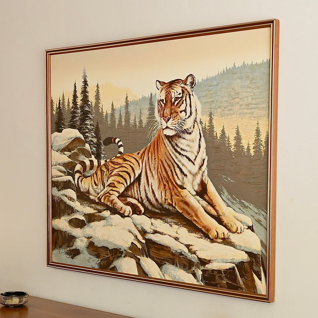 Huge Retro Tiger Artwork Signed 1986