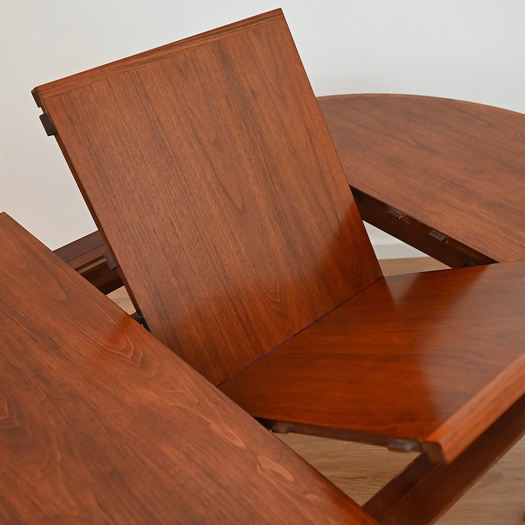Mid Century Round Parker Teak Dining Table with Butterfly Extension