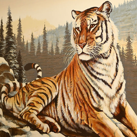 Huge Retro Tiger Artwork Signed 1986