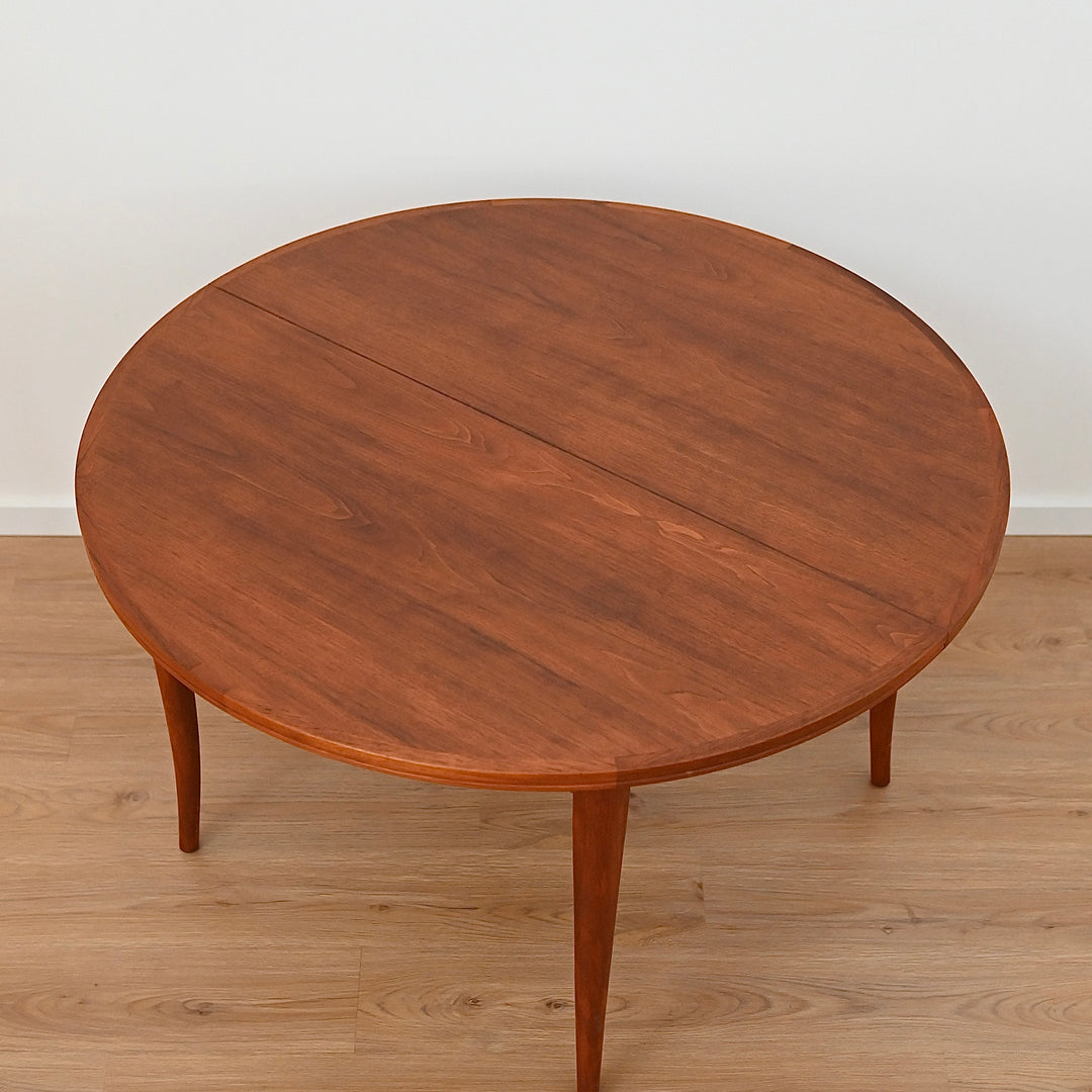 Mid Century Round Parker Teak Dining Table with Butterfly Extension