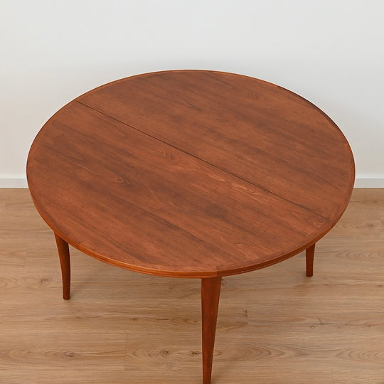 Mid Century Round Parker Teak Dining Table with Butterfly Extension