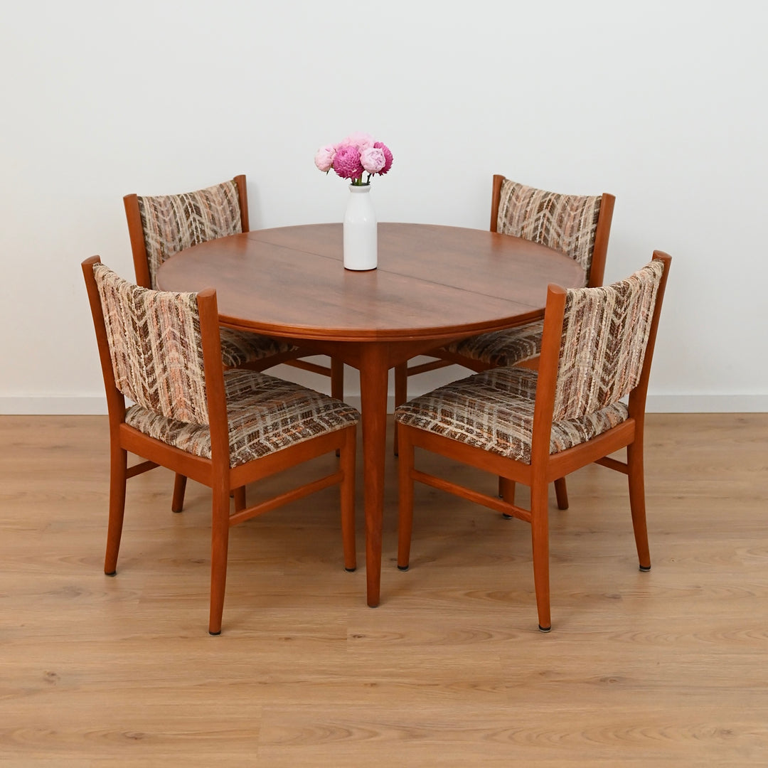 Mid Century Round Parker Teak Dining Table with Butterfly Extension