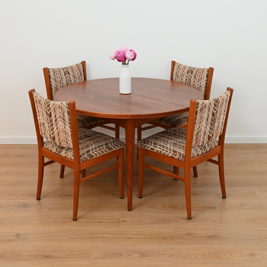 Mid Century Round Parker Teak Dining Table with Butterfly Extension