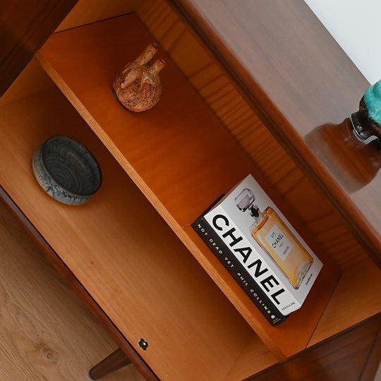 Mid Century Walnut Sideboard LP Record Cabinet Drawers by Chiswell