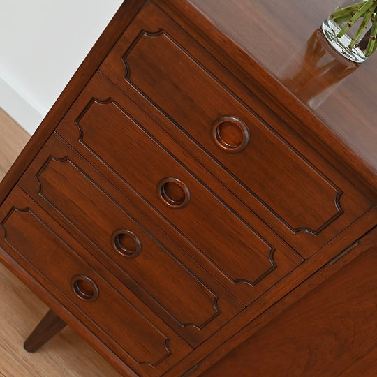Mid Century Walnut Sideboard LP Record Cabinet Drawers by Chiswell