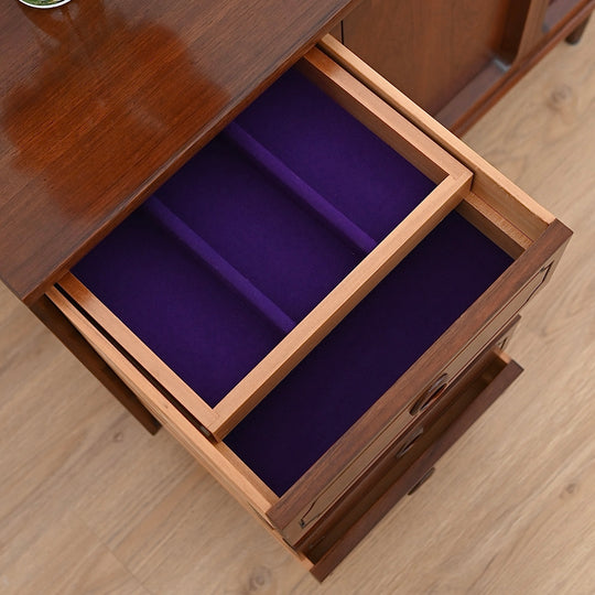 Mid Century Walnut Sideboard LP Record Cabinet Drawers by Chiswell