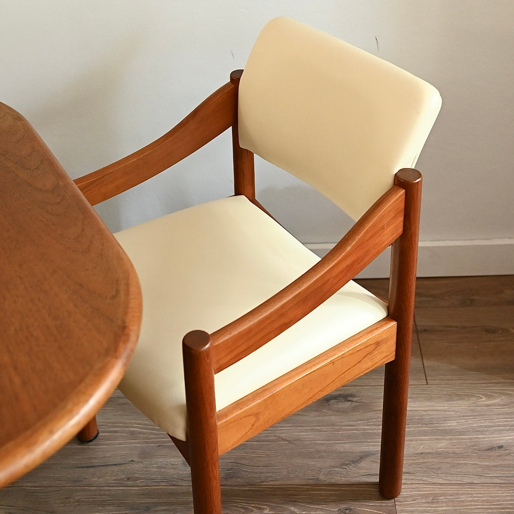 8x Mid Century Teak Vinyl Dining Chairs by Chiswell